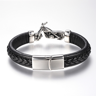 Men's Braided Leather Cord Bracelets BJEW-H559-10G-1