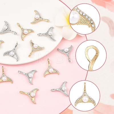20Pcs 2 Colors Alloy Crystal Rhinestone Pendants ALRI-YW0001-35-1
