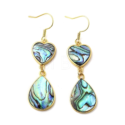 Brass Natural Abalone Shell Dangle Earrings EJEW-F388-01D-G-1