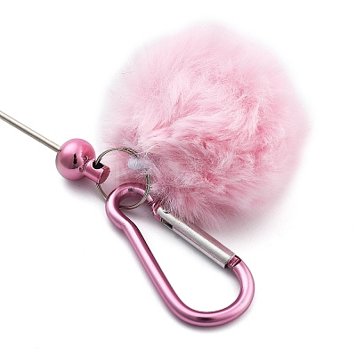 Aluminum Alloy Pom Pom Ball Beadable Keychain Bar HJEW-Q001-01A-1