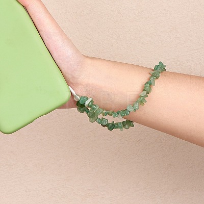 Natural Green Aventurine Chips Cell Phone Lanyard Wrist Strap HJEW-SW00018-01-1