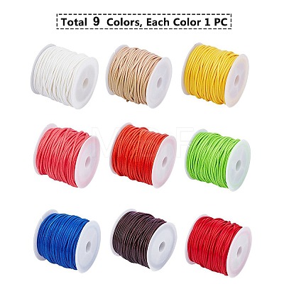 9 Rolls 9 Colors Waxed Polyester Cords YC-PH0002-24-1.5mm-1