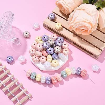 50Pcs UV Plating Acrylic Beads PACR-YW0001-40-1