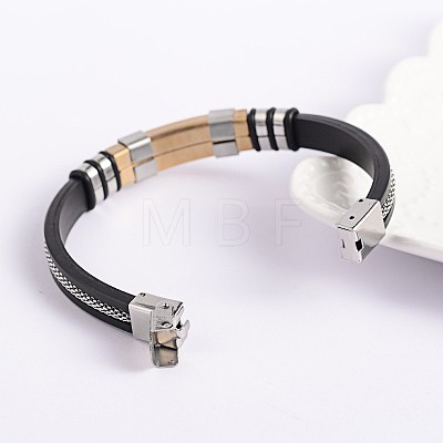 Trendy Unisex Black Color PU Leather Cord Bracelets BJEW-E260-04M-1