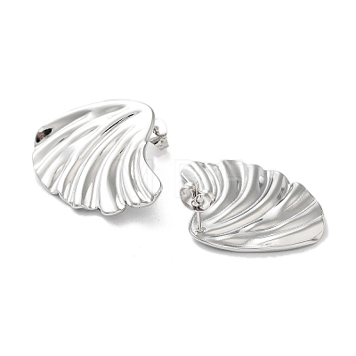Shell Shape 304 Stainless Steel Stud Earrings for Women EJEW-L272-021P-1