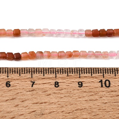 Gradient Natural Red Rabbit Hair Rutilated Quartz & Natural Rose Quartz Beads Strands GG-CBA4808-B02-02-1