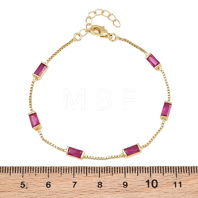 Brass Pave Rectangle Cubic Zirconia Link Chain Bracelets KK-CBA960E-14G-1