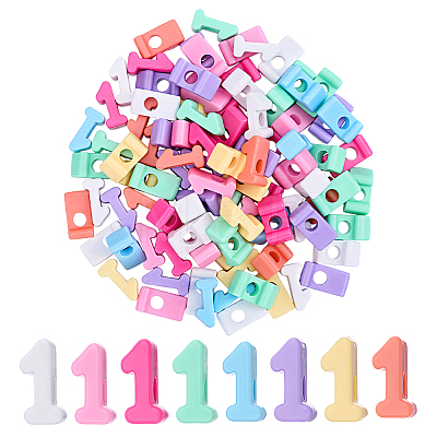 90Pcs 9 Styles Opaque Acrylic European Beads OACR-HY0001-30-1