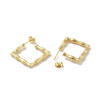 Rack Plating Brass Bamboo Wrap Square Stud Earrings EJEW-I268-03G-1