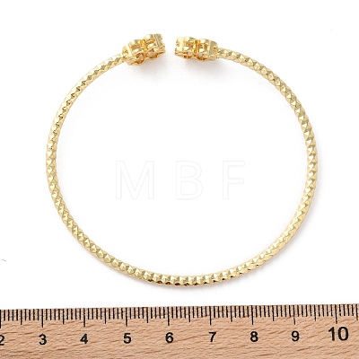 Clear Cubic Zirconia Open Cuff Bangle BJEW-G737-01G-05-1