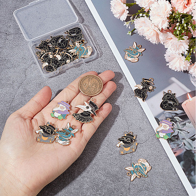 24Pcs 6 Style Alloy Enamel Pendants ENAM-SC0004-10-1