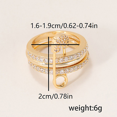 Brass Micro Pave Cubic Zirconia Finger Rings FA7520-7-1