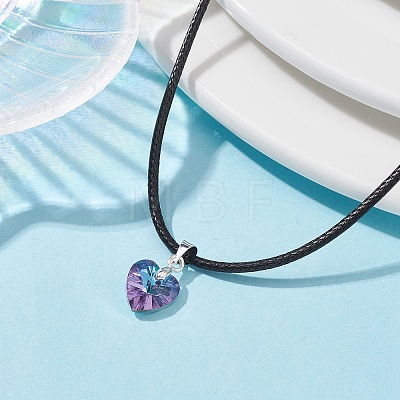 Glass Heart Pendant Necklaces NJEW-JN04476-1