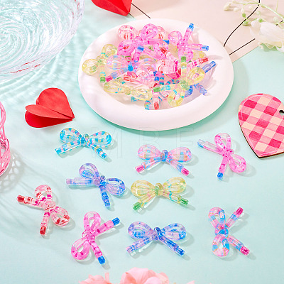 60Pcs 6 Colors Acrylic Bowknot Cabochons MACR-TA0002-89-1