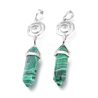 Synthetic Malachite Pointed Big Pendants G-D0021-01P-04-1