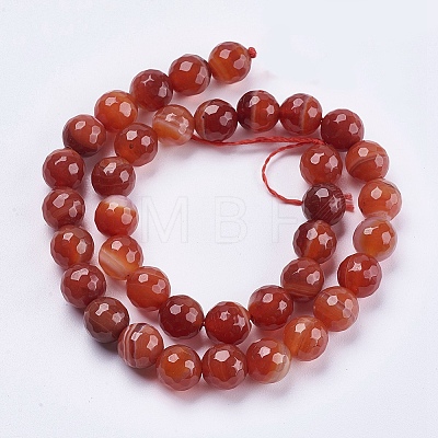 Natural Striped Agate/Banded Agate Beads Strands G-P364-12-10mm-1