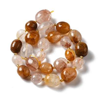 Natural Yellow Hematoid Quartz/Golden Healer Quartz Beads Strands G-B028-B08-1