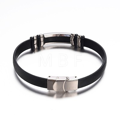 Jewelry Black Color PU Leather Cord Bracelets BJEW-G467-06-1