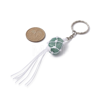 Nylon Pouch Wrap Natural Gemstone Holder Keychains KEYC-JKC00549-1
