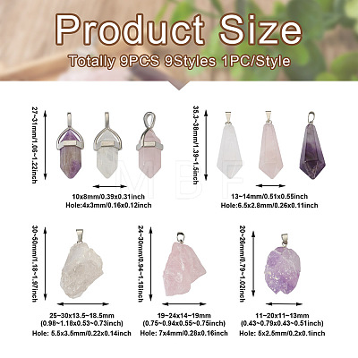  Jewelry 9Pcs 9 Styles Natural Gemstone Pendants G-PJ0001-02-1