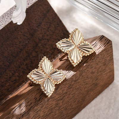 Brass Stud Earrings EJEW-D288-13G-1