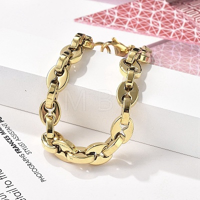 304 Stainless Steel Coffee Bean Chain Bracelets for Women Men BJEW-F488-01G-02-1