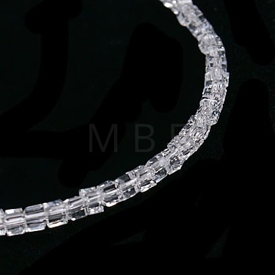 Transparent Cube Shaped Crystal Glass Beads Strands X-GLAA-F012-A03-1