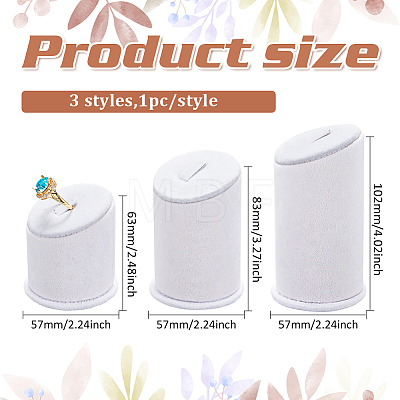3Pcs 3 Sizes Lint Covered with PVC Ring Display Stands RDIS-WH0019-06-1