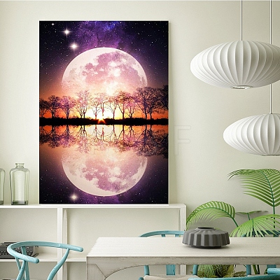 Moon & Starry Sky & Tree Pattern DIY Diamond Painting Kit PW-WG62259-01-1