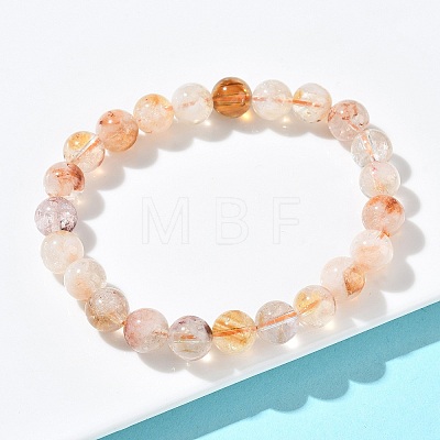 Natural Citrine Round Beads Stretch Bracelets for Women BJEW-Z158-03C-03-1