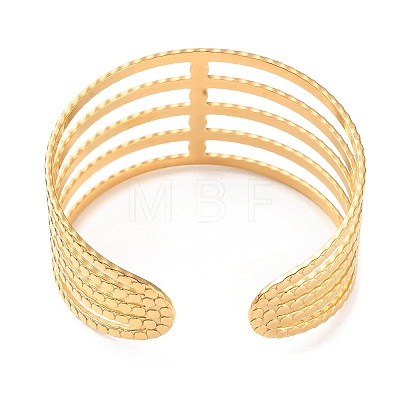 304 Stainless Steel Multi Line Cuff Bangle BJEW-F457-29G-1