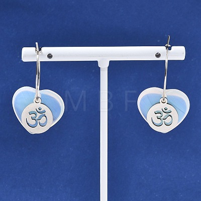 Natural & Synthetic Gemstone & 304 Stainless Steel Hoop Earrings for Women EJEW-G475-04P-1