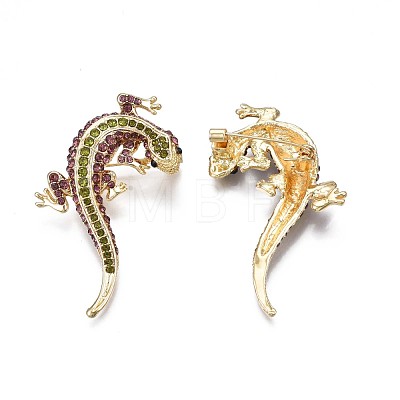 Gecko Alloy Brooch with Rhinestone JEWB-N007-079-1