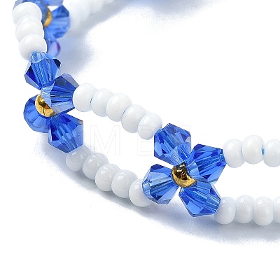 Woven Glass Flower Adjustable Braided Bead Bracelets for Women BJEW-MZ00100-04-1