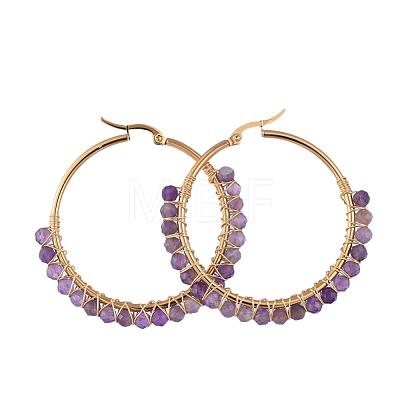 Beaded Hoop Earrings EJEW-JE03830-02-1