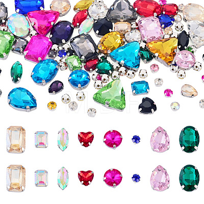 100Pcs Glass Sew on Rhinestones GLAA-TA0004-45-1