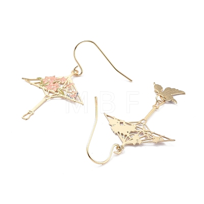 Vintage Umbrella and Butterfly Dangle Earrings for Girl Women Gift EJEW-P266-02LG-1