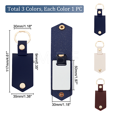 AHADERMAKER 3Pcs 3 Colors Sublimation Keychain Blanks KEYC-GA0001-34B-1