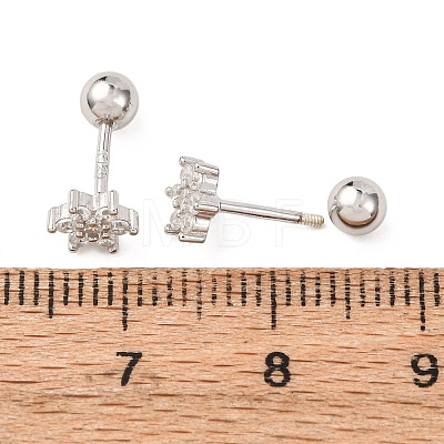 Christmas 925 Sterling Silver Snowflake Stud Earrings EJEW-F397-04P-1
