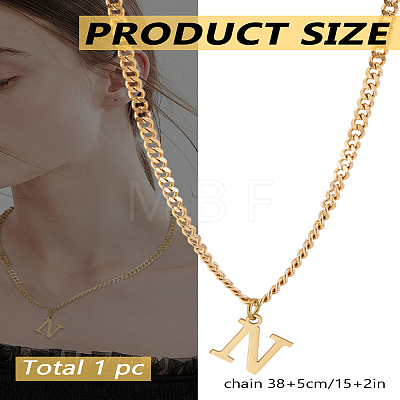 1Pc 304 Stainless Steel Letter Pendant Necklaces NJEW-LP0001-33N-G-1