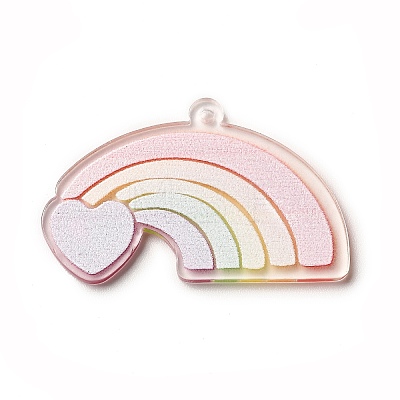 Rainbow Color Printed Acrylic Pendants OACR-B006-01J-1