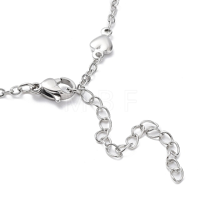 304 Stainless Steel Heart Link Chain Necklace NJEW-K249-09P-1