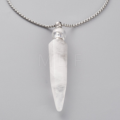 Natural Quartz Crystal Openable Perfume Bottle Pendant Necklaces NJEW-H216-05P-1