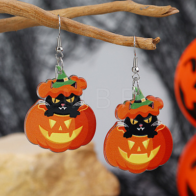 Halloween Pumpkin Alloy Dangle Earrings XN8797-3-1