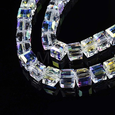 Electroplate Transparent Glass Beads Strands EGLA-N002-17C-B01-1