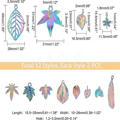 SUPERFINDINGS 24Pcs 12 Style Alloy Pendants FIND-FH0004-36-1