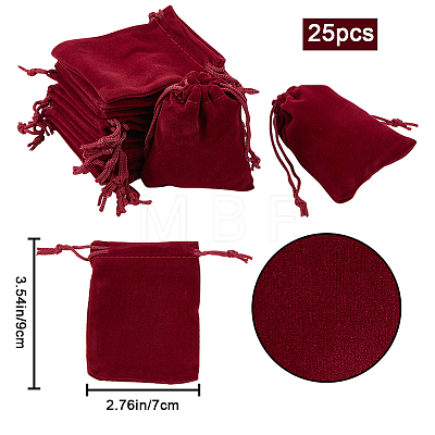 Beebeecraft 25Pcs Rectangle Velvet Drawstring Pouches TP-BBC0001-04A-02-1