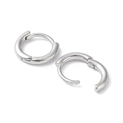 Rhodium Plated 925 Sterling Silver Huggie Hoop Earrings EJEW-K258-19A-P-1