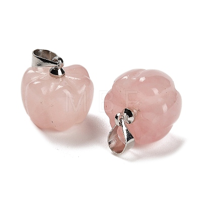 Natural Rose Quartz Pumpkin Charms G-K338-27P-07-1