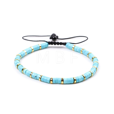 Synthetic Turquoise Braided Bead Bracelets for Women PW-WG20352-13-1